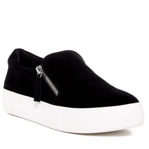 Steve Madden Glaammar Zip Sneaker in Black Suede